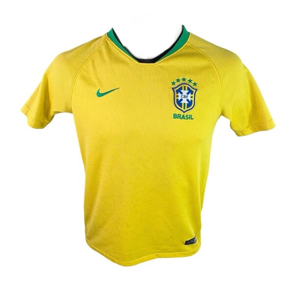 Brazil CBF 2018 Nike Air-Fit Home Team Jersey Shirt Youth L Unisex Yellow Soccer - Picture 1 of 8